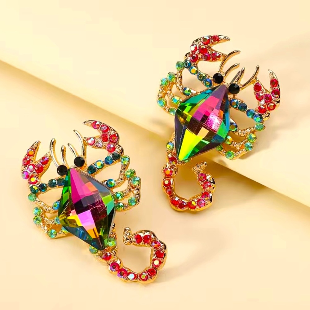 Betsy Johnson Inspired Shiny Colorful Rhinestone Scorpion Earrings